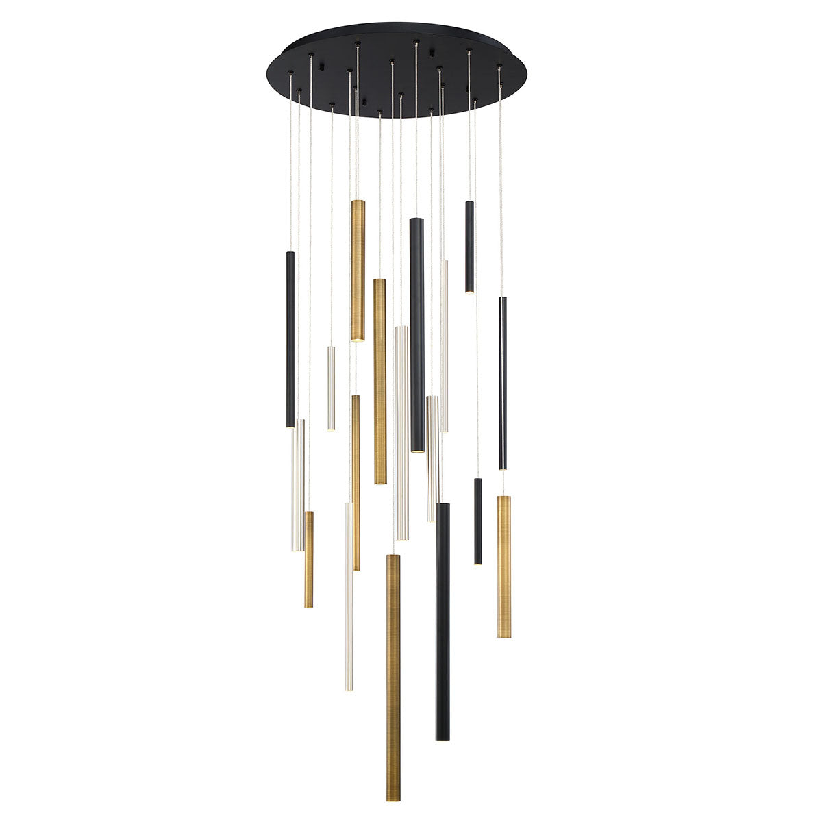 Eurofase Lighting Santana 24" 18-Light Round Dimmable LED Mix Color Metal Chandelier With Extruded Metal Tube Shades