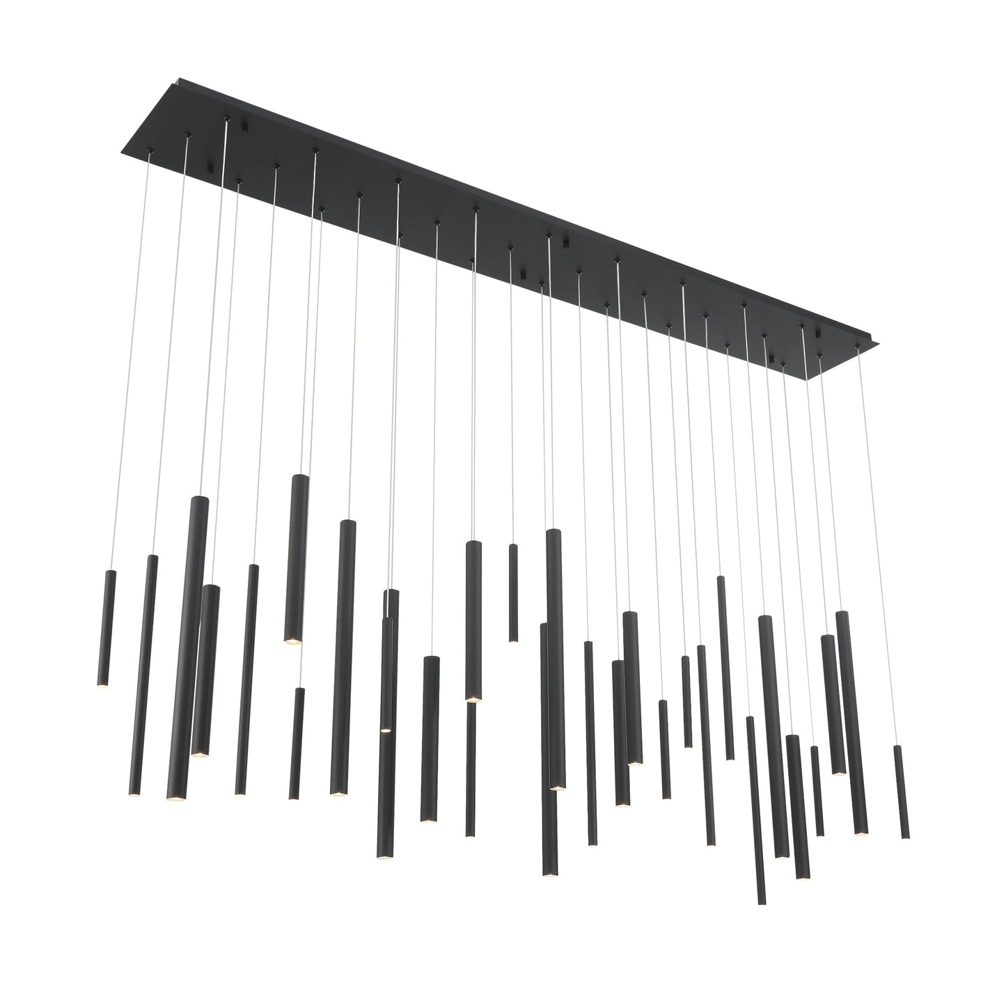 Eurofase Lighting Santana 72" 30-Light Linear Dimmable LED Black Metal Chandelier With Extruded Metal Tube Shades
