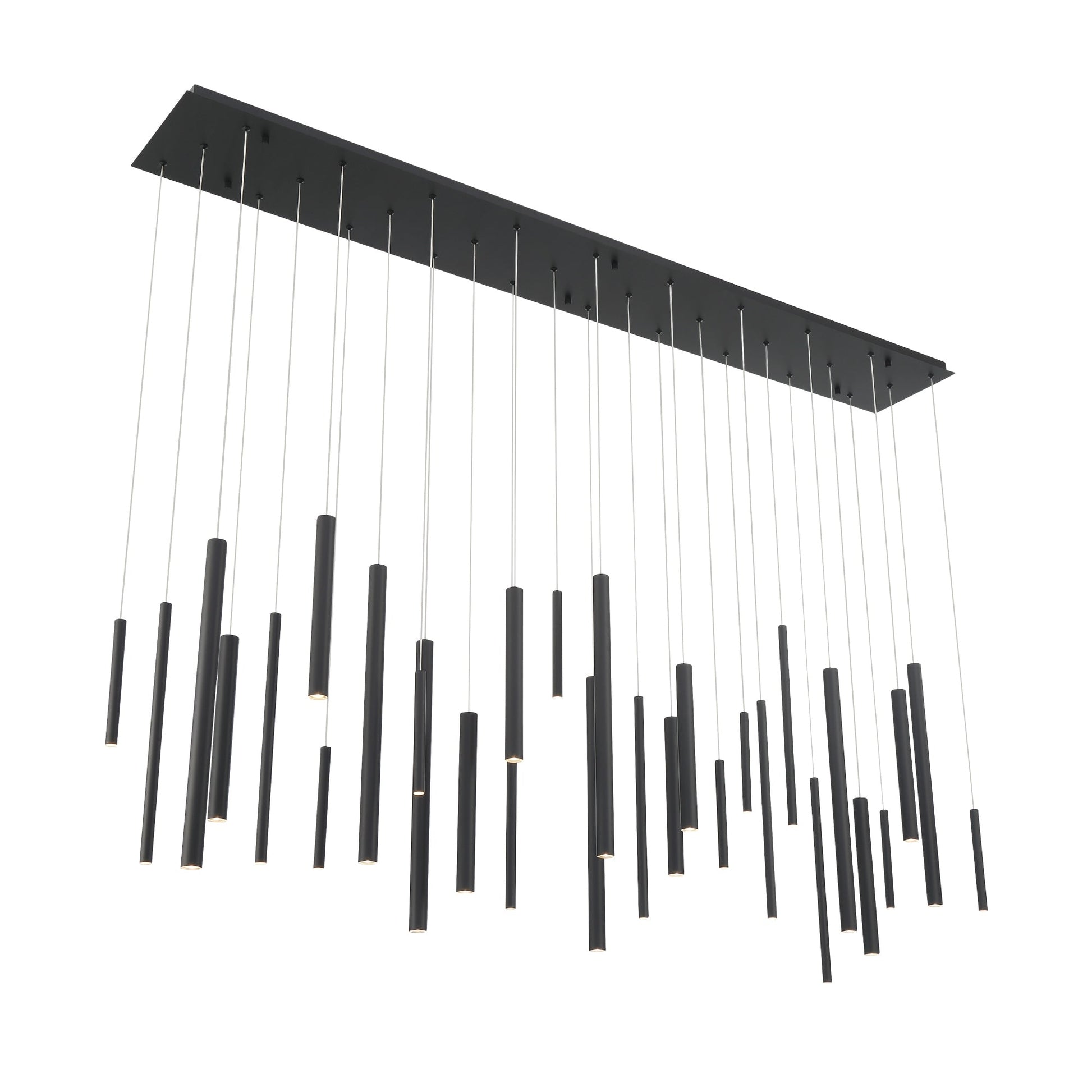 Eurofase Lighting Santana 72" 30-Light Linear Dimmable LED Black Metal Chandelier With Extruded Metal Tube Shades