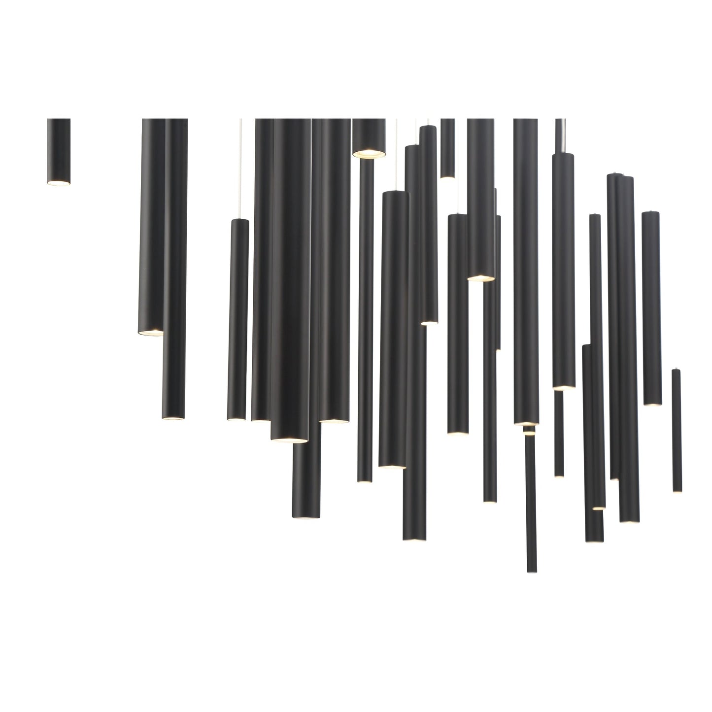 Eurofase Lighting Santana 72" 30-Light Linear Dimmable LED Black Metal Chandelier With Extruded Metal Tube Shades