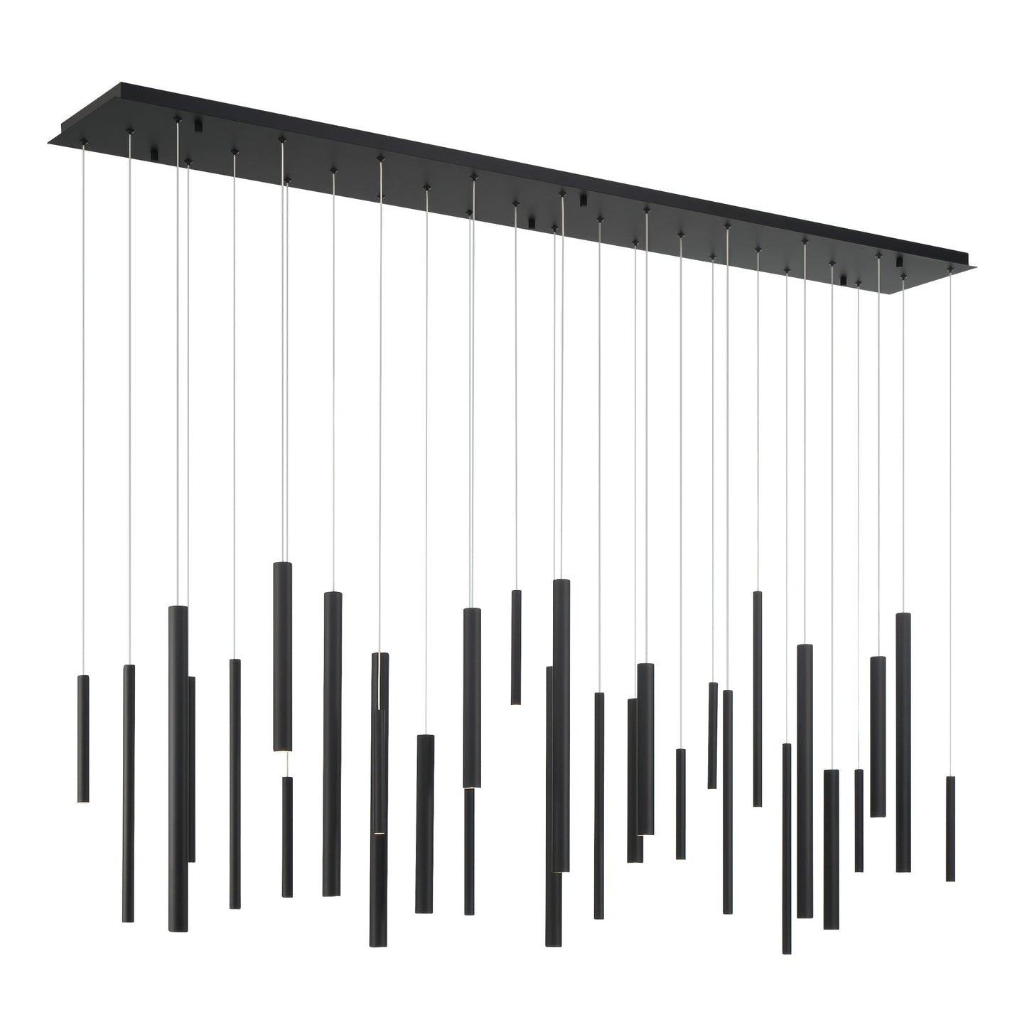 Eurofase Lighting Santana 72" 30-Light Linear Dimmable LED Black Metal Chandelier With Extruded Metal Tube Shades