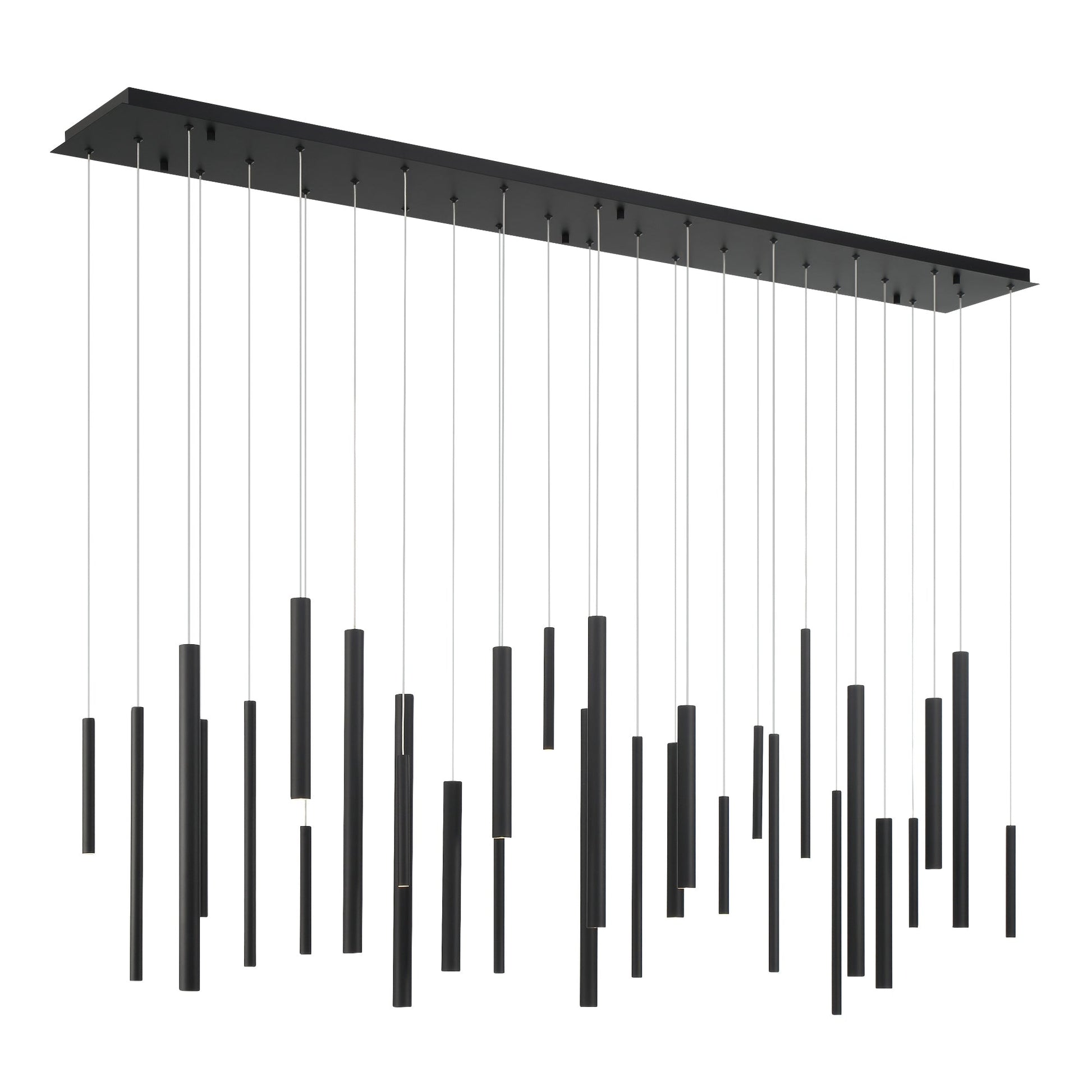 Eurofase Lighting Santana 72" 30-Light Linear Dimmable LED Black Metal Chandelier With Extruded Metal Tube Shades