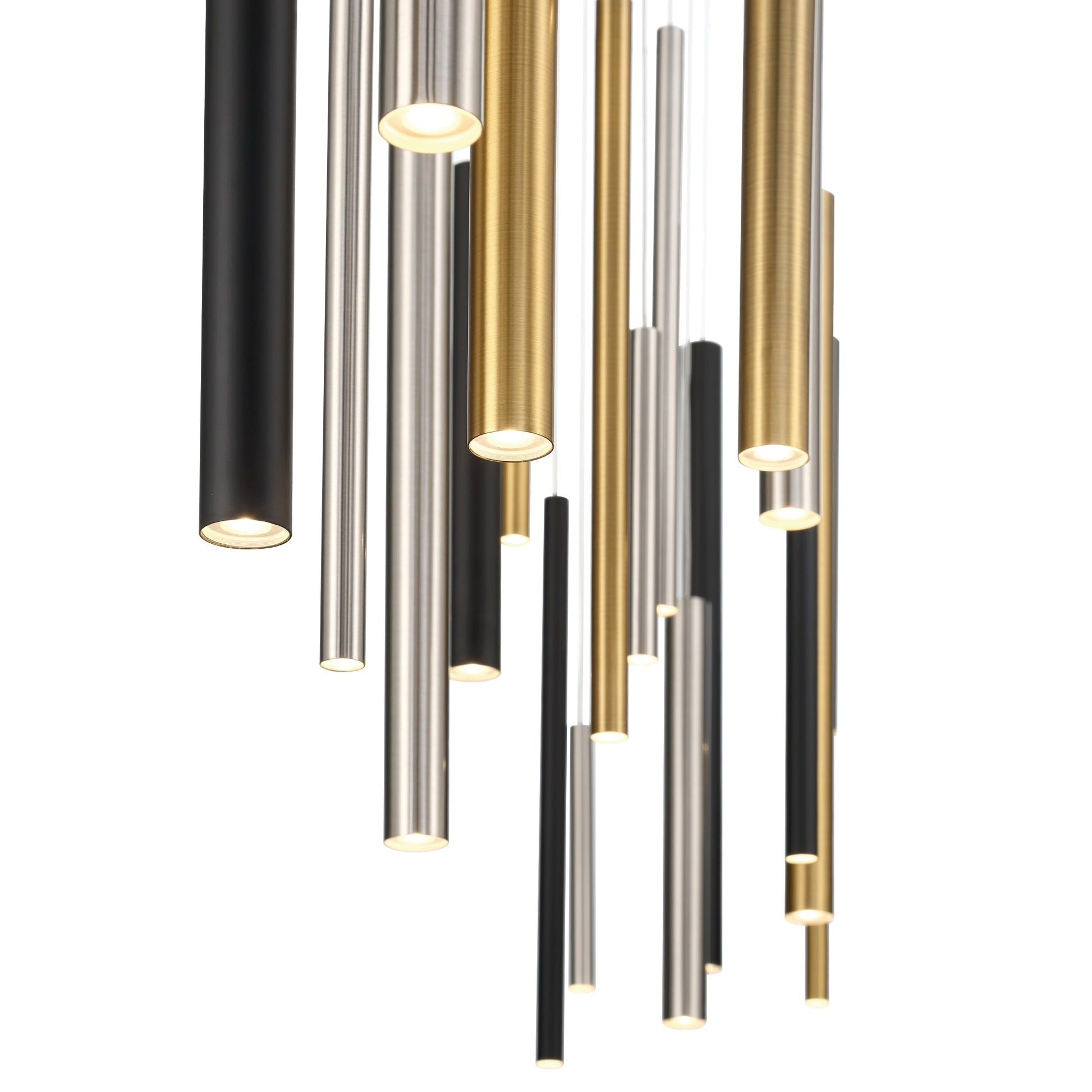 Eurofase Lighting Santana 72" 30-Light Linear Dimmable LED Multi Color Metal Chandelier With Extruded Metal Tube Shades