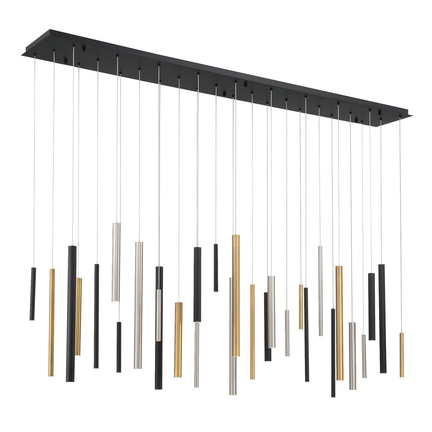 Eurofase Lighting Santana 72" 30-Light Linear Dimmable LED Multi Color Metal Chandelier With Extruded Metal Tube Shades