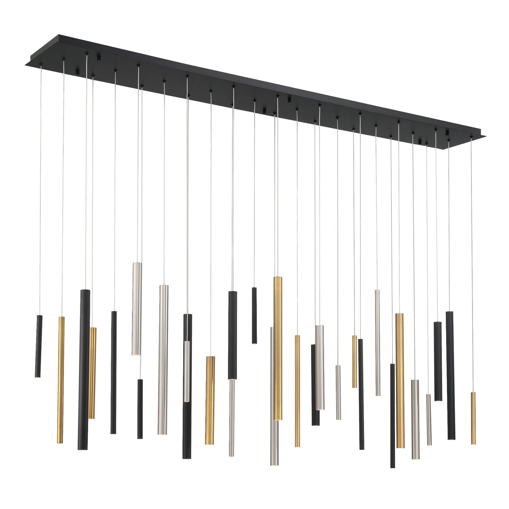Eurofase Lighting Santana 72" 30-Light Linear Dimmable LED Multi Color Metal Chandelier With Extruded Metal Tube Shades