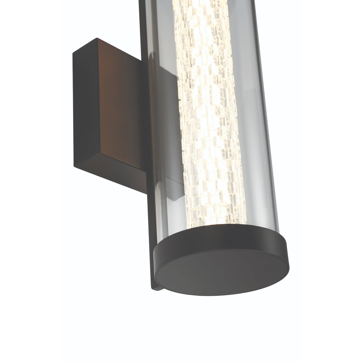 Eurofase Lighting Savron 14" 1-Light Integrated LED Clear Glass Shade Matte Black Metal Outdoor Wall Sconce