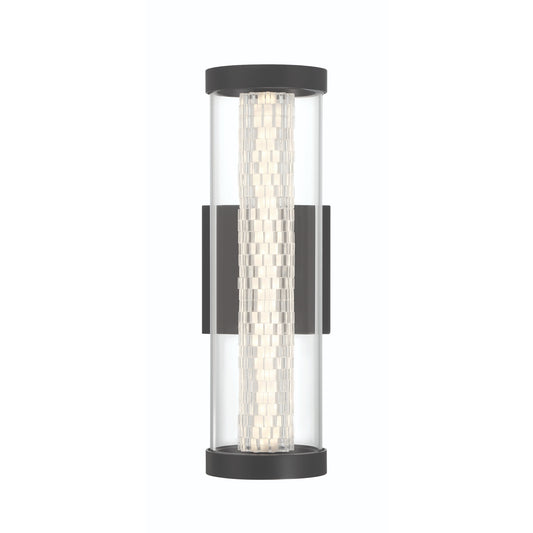 Eurofase Lighting Savron 14" 1-Light Integrated LED Clear Glass Shade Matte Black Metal Outdoor Wall Sconce