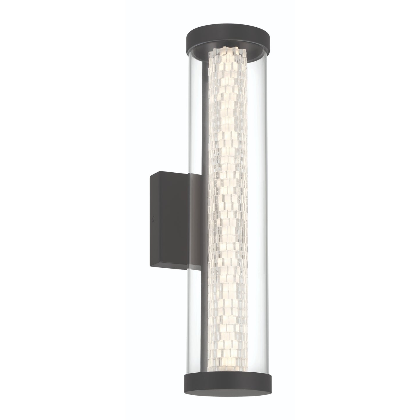 Eurofase Lighting Savron 18" 1-Light Integrated LED Clear Glass Shade Matte Black Metal Outdoor Wall Sconce