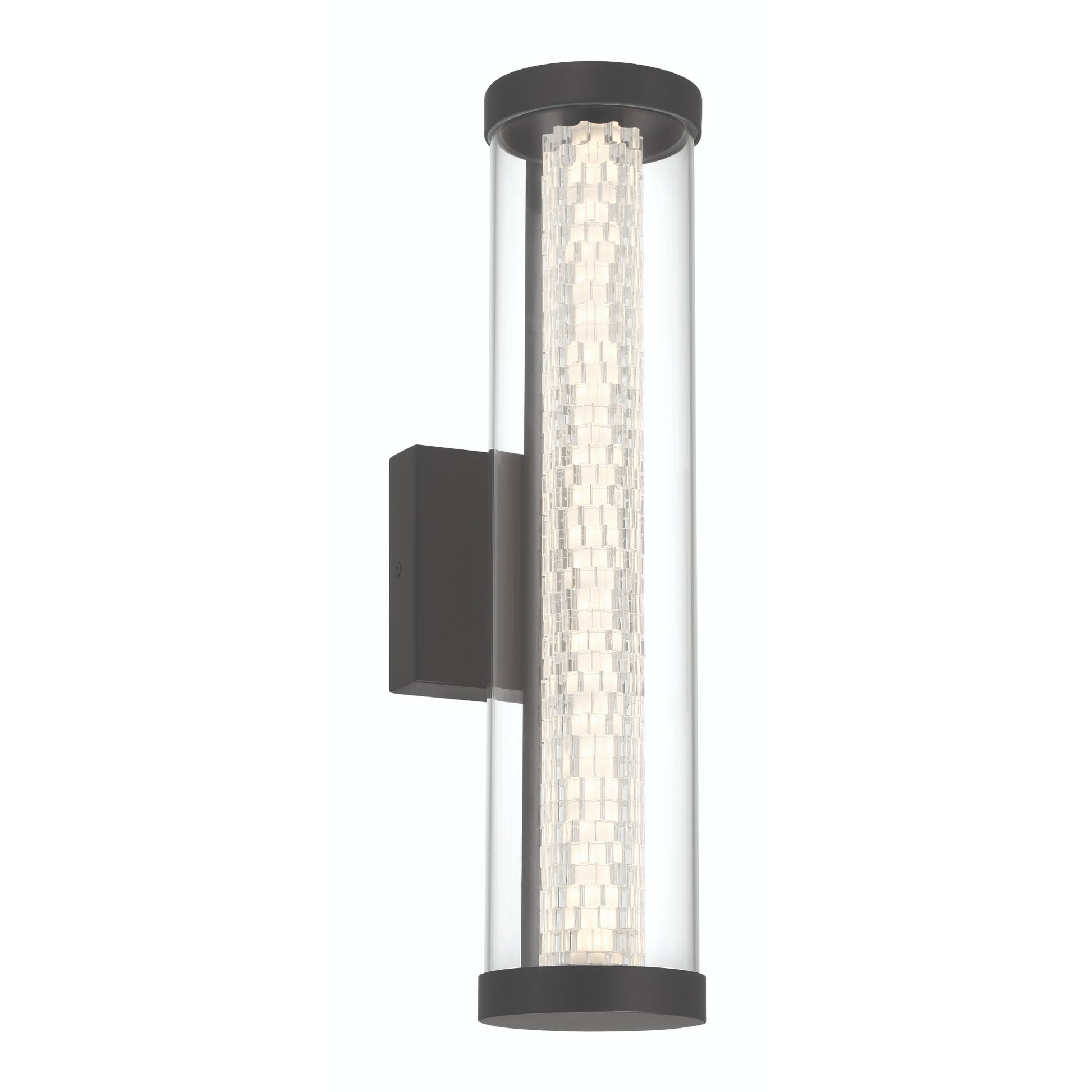 Eurofase Lighting Savron 18" 1-Light Integrated LED Clear Glass Shade Matte Black Metal Outdoor Wall Sconce