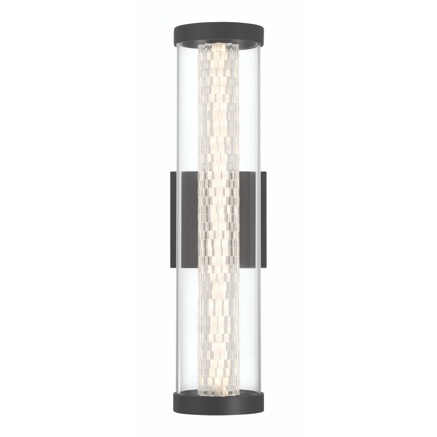 Eurofase Lighting Savron 18" 1-Light Integrated LED Clear Glass Shade Matte Black Metal Outdoor Wall Sconce