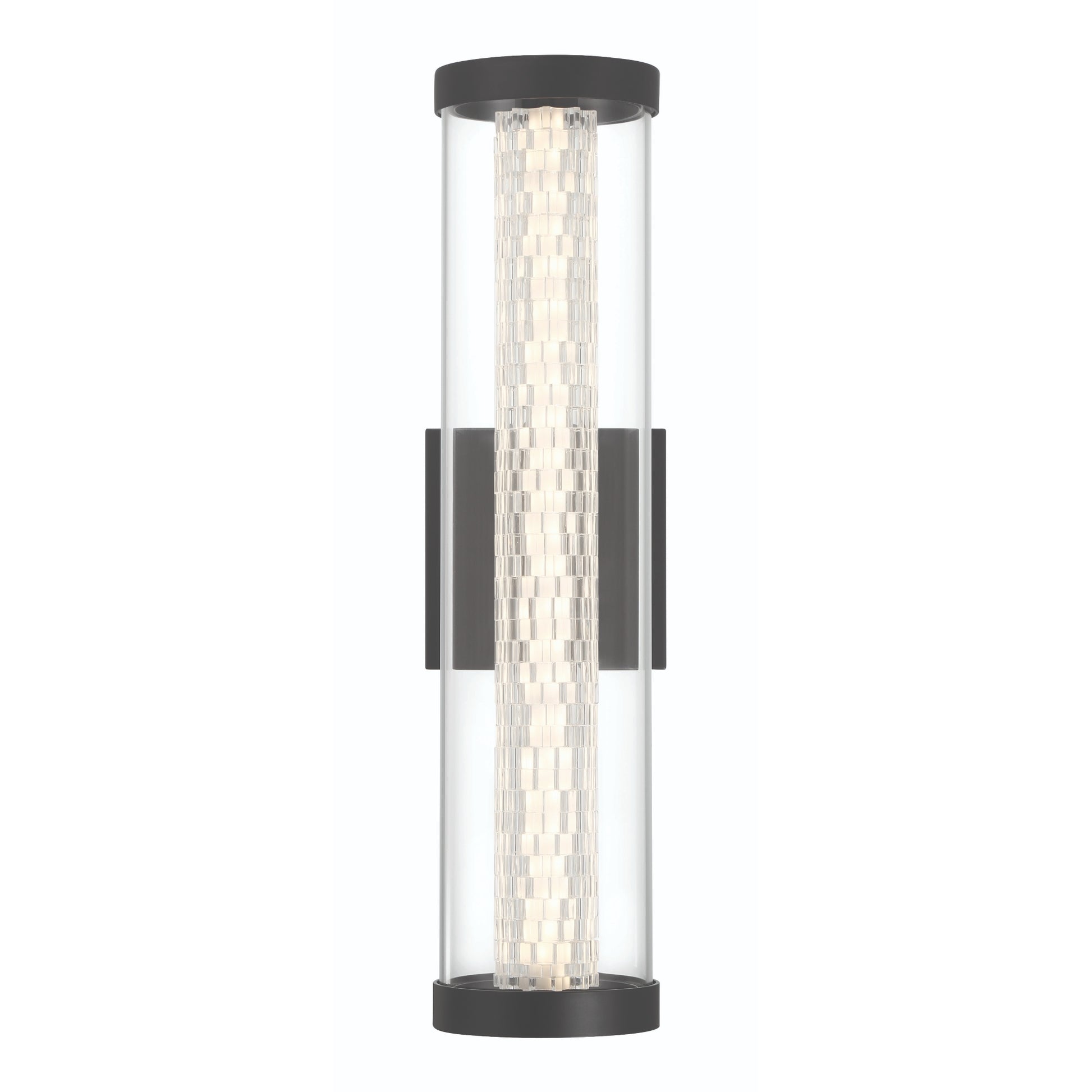 Eurofase Lighting Savron 18" 1-Light Integrated LED Clear Glass Shade Matte Black Metal Outdoor Wall Sconce