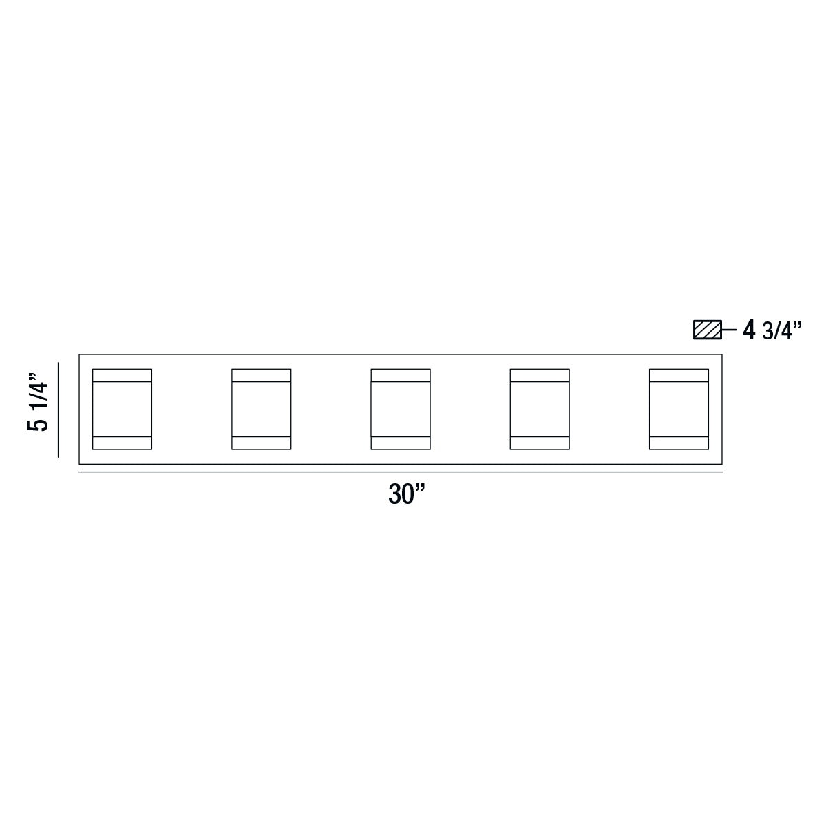 Eurofase Lighting Seaton 30" 5-Light Dimmable Integrated LED Chrome Bath Bar With Clear Crystal-Like Glass Shades