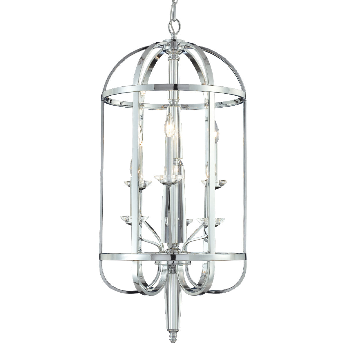 Eurofase Lighting Senze 18" 6-Light Chrome Cage Chandelier