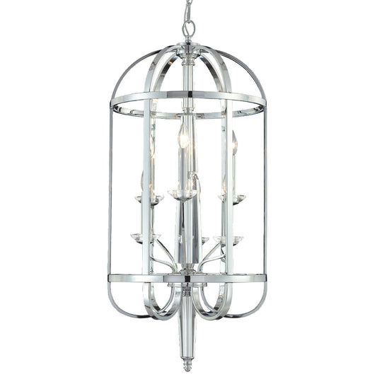 Eurofase Lighting Senze 18" 6-Light Chrome Cage Chandelier