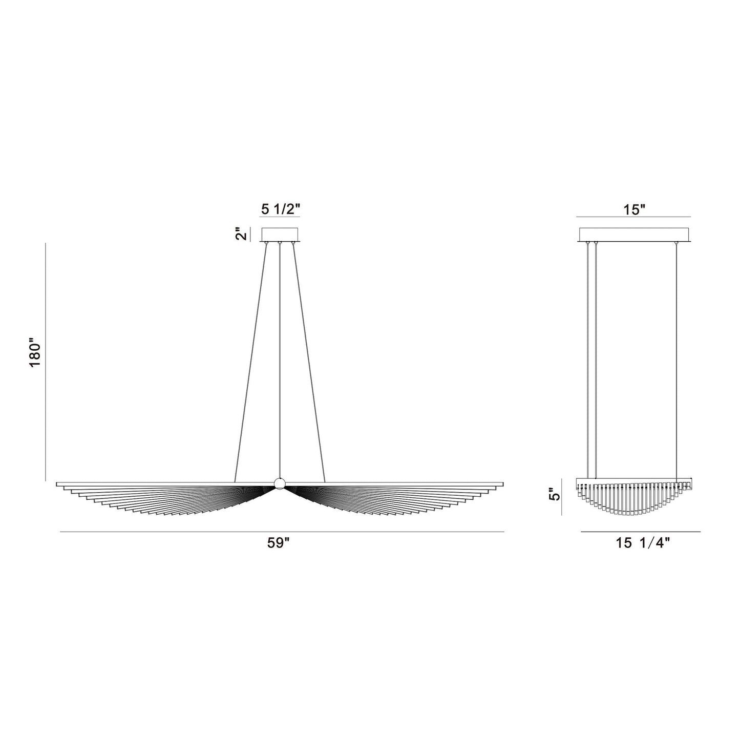 Eurofase Lighting Seraph 59" Dimmable Integrated LED Matte Black Chandelier With Acrylic Shades