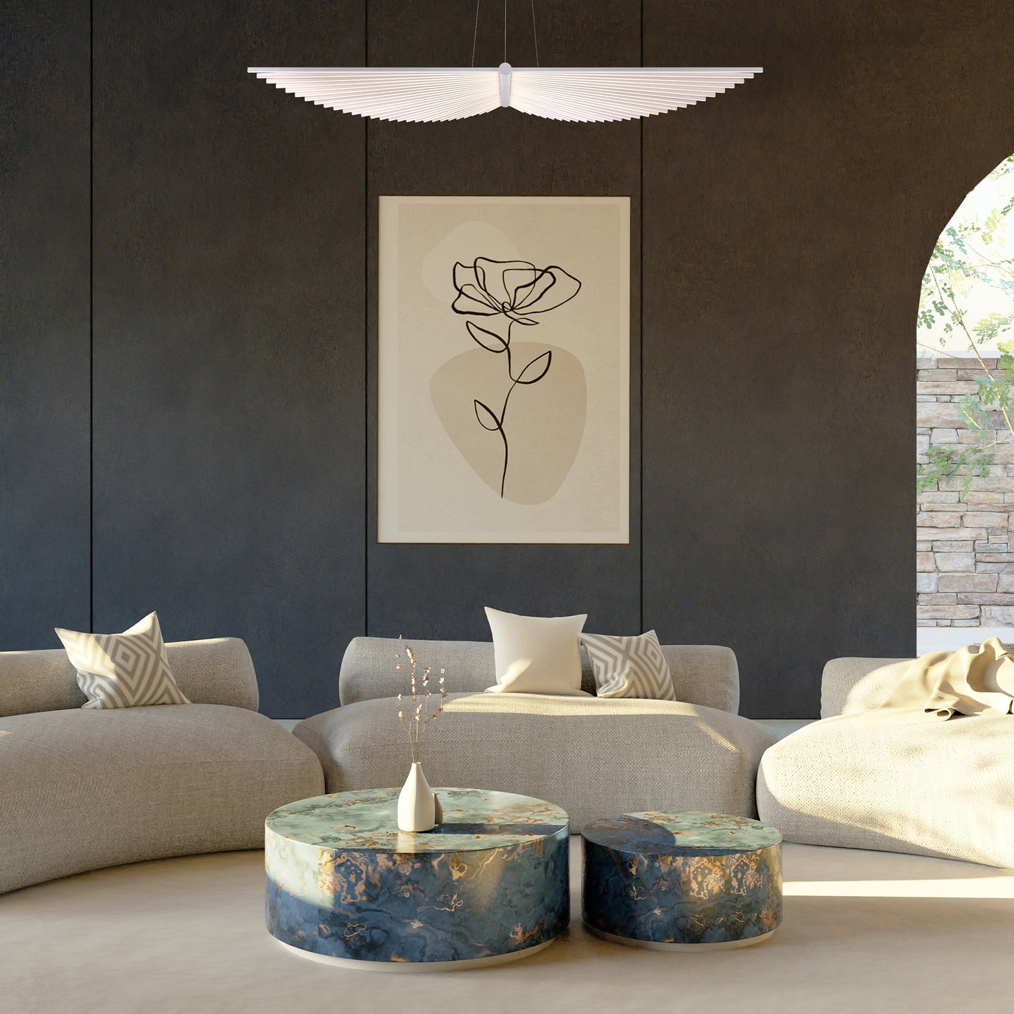 Eurofase Lighting Seraph 59" Dimmable Integrated LED Matte White Chandelier With Acrylic Shades