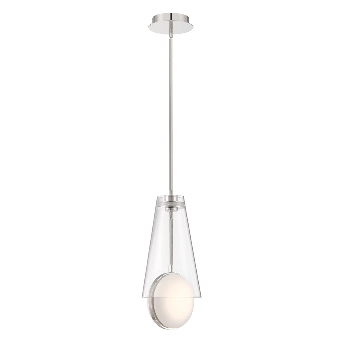 Eurofase Lighting Solari 19" Dimmable Polished Nickel Pendant Light With Clear Glass Shade