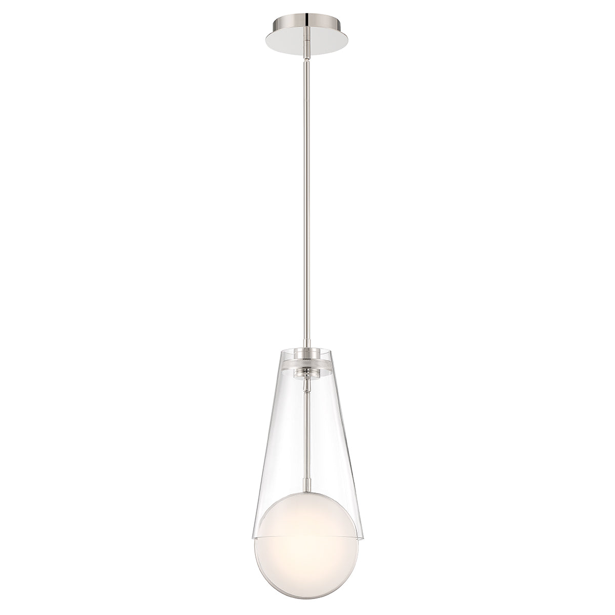 Eurofase Lighting Solari 19" Dimmable Polished Nickel Pendant Light With Clear Glass Shade