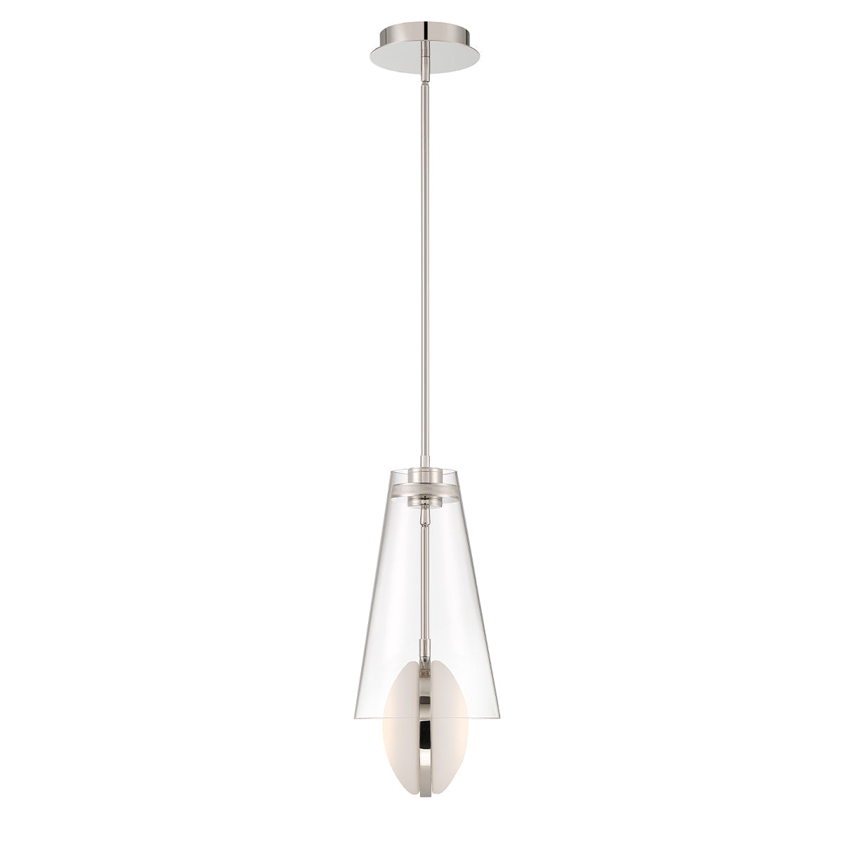 Eurofase Lighting Solari 19" Dimmable Polished Nickel Pendant Light With Clear Glass Shade
