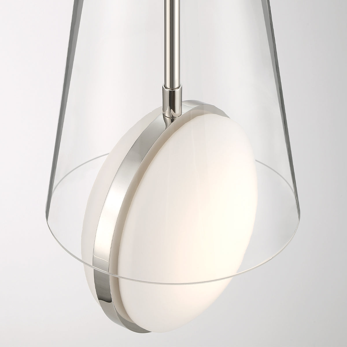 Eurofase Lighting Solari 19" Dimmable Polished Nickel Pendant Light With Clear Glass Shade
