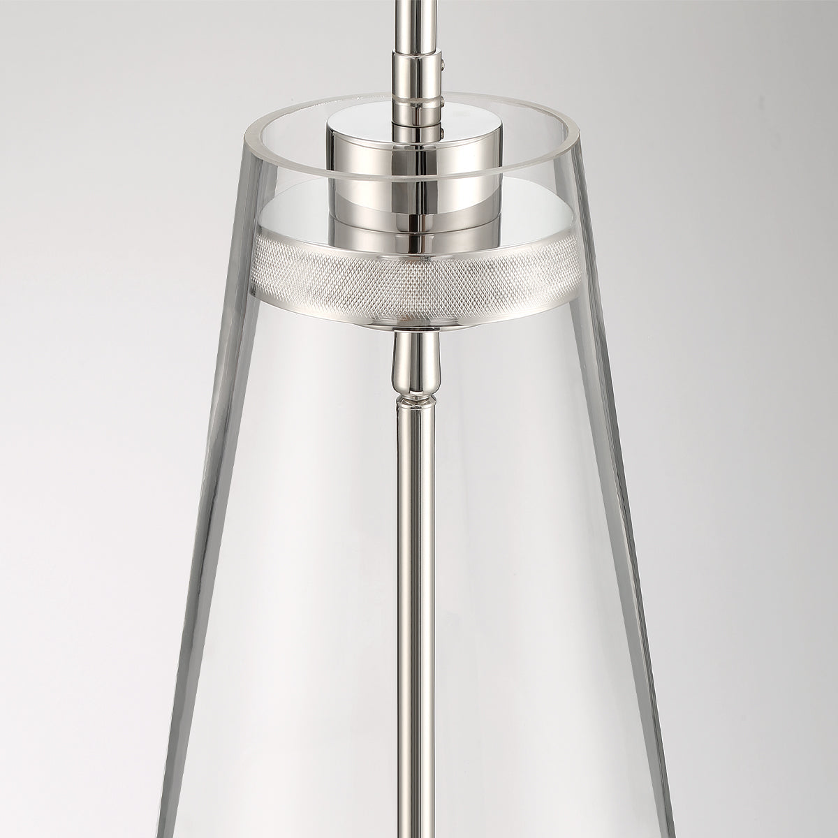 Eurofase Lighting Solari 19" Dimmable Polished Nickel Pendant Light With Clear Glass Shade