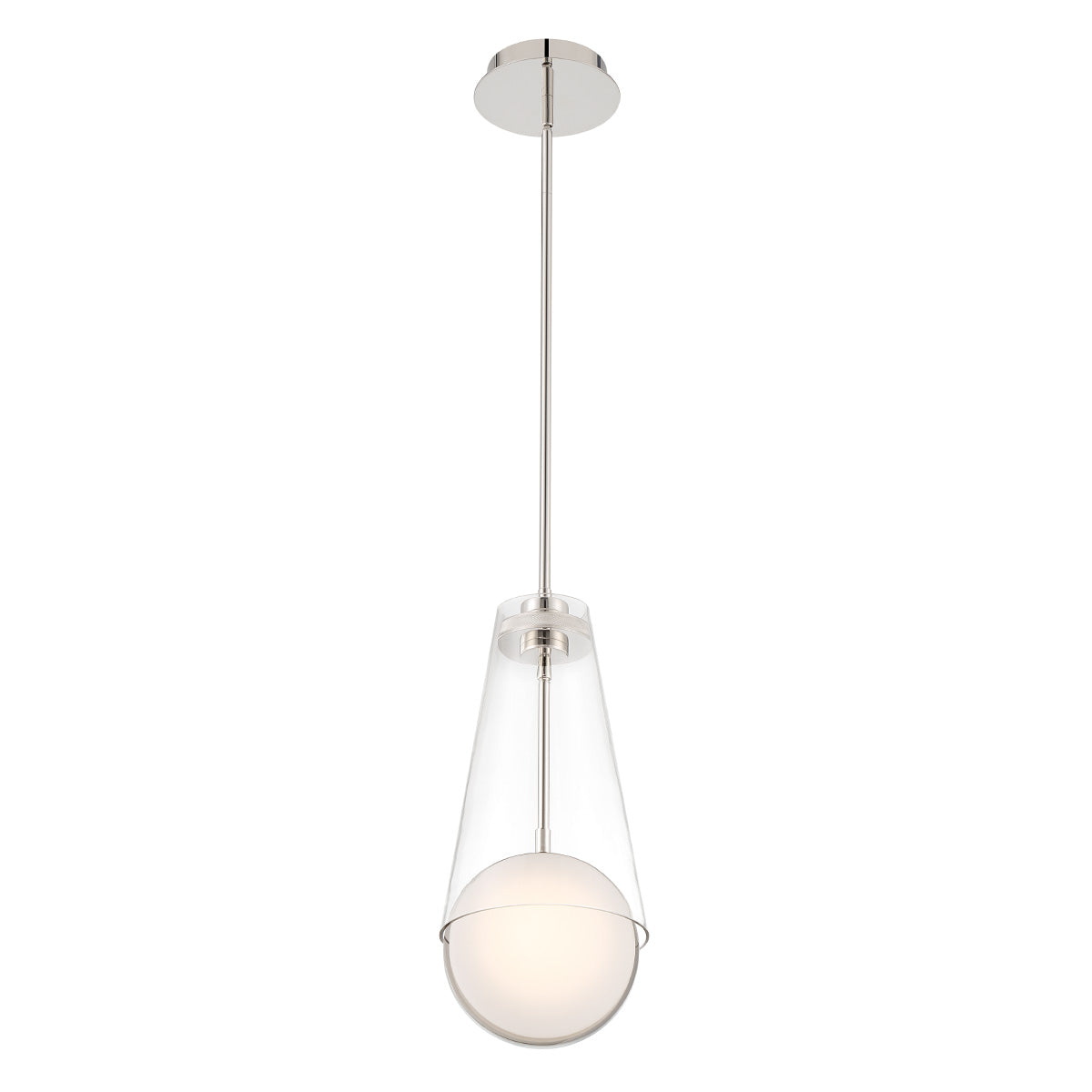 Eurofase Lighting Solari 19" Dimmable Polished Nickel Pendant Light With Clear Glass Shade