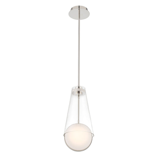 Eurofase Lighting Solari 19" Dimmable Polished Nickel Pendant Light With Clear Glass Shade