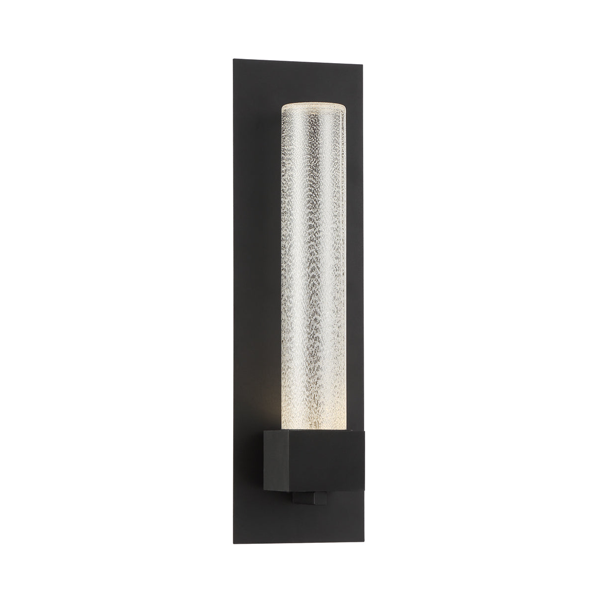 Eurofase Lighting Solato 5" Large Dimmable Integrated LED Black Outdoor Wall Sconce With Seeded Glass Shade
