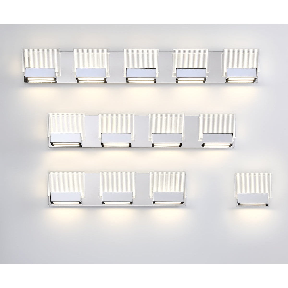 Eurofase Lighting Sonic 22" 3-Light Dimmable Integrated LED Chrome Bath Bar With Etched Glass Shades