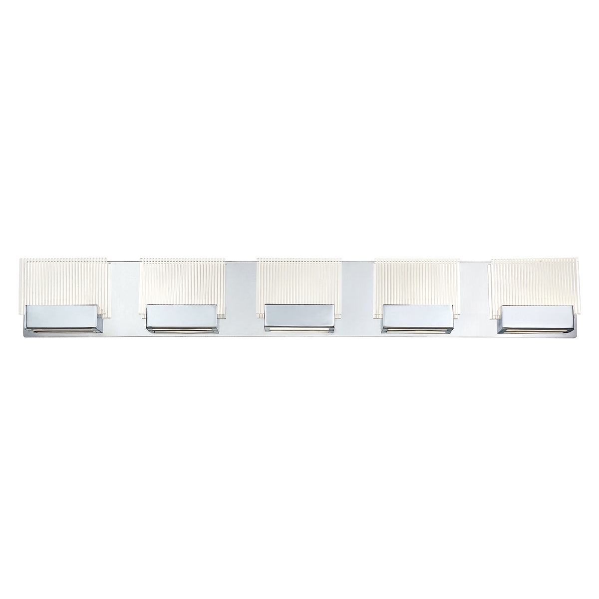 Eurofase Lighting Sonic 37" 5-Light Dimmable Integrated LED Chrome Bath Bar With Etched Glass Shades