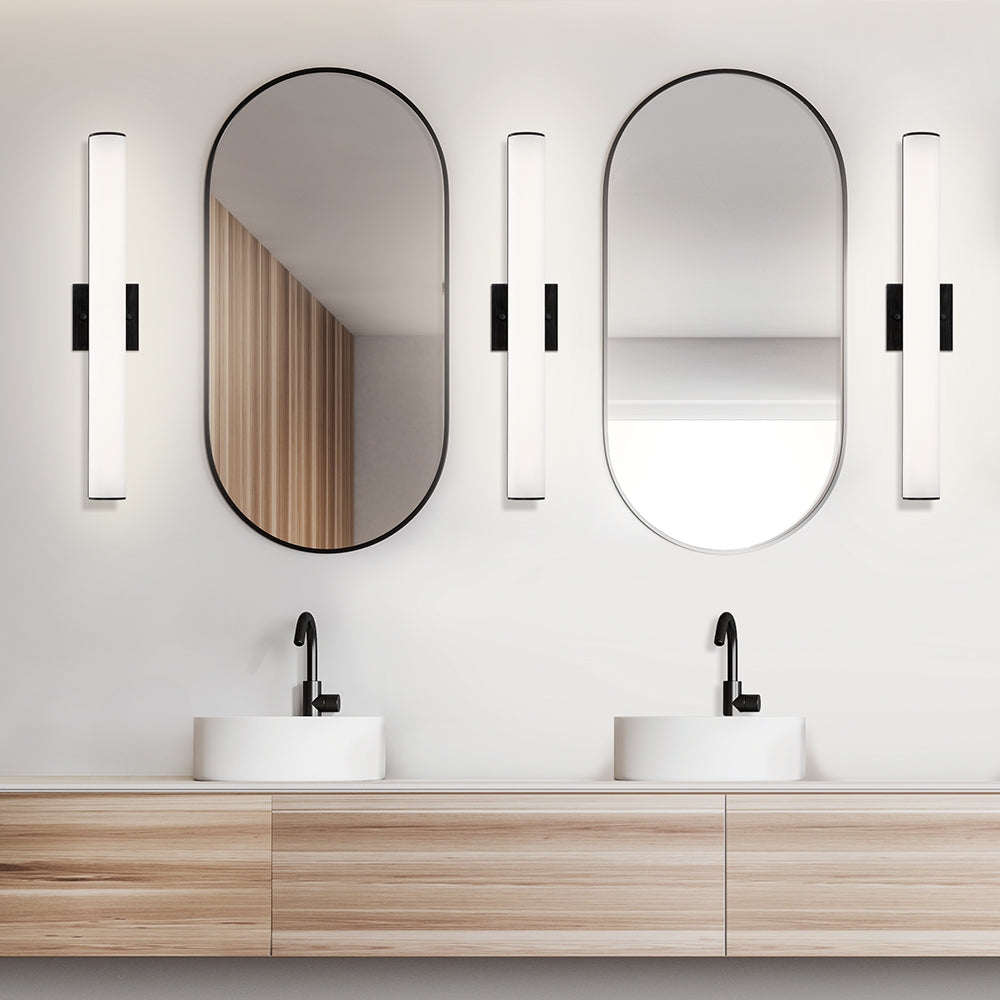 Eurofase Lighting Springfield 24" Dimmable Integrated LED Black Wall Sconce With White Acrylic Shade