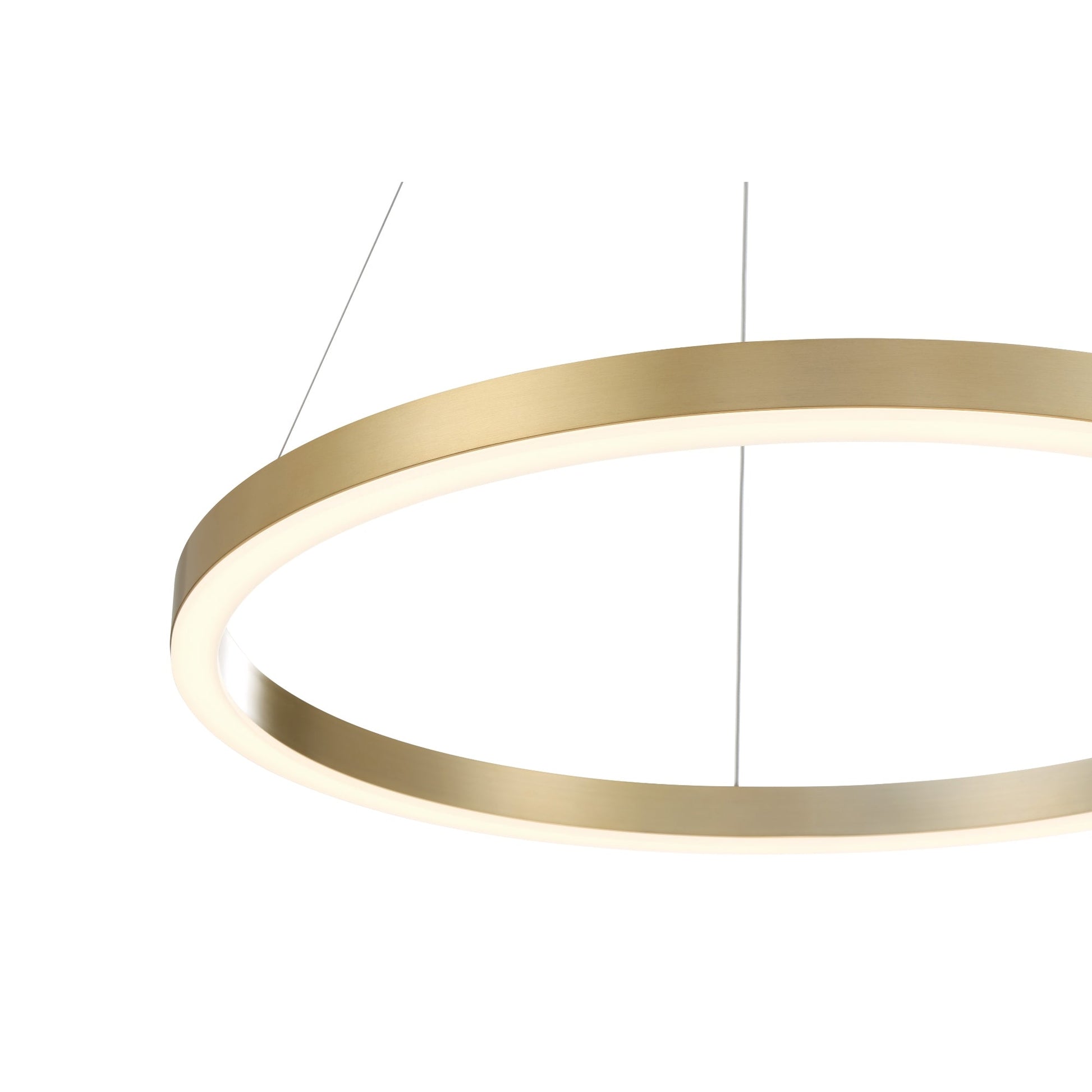 Eurofase Lighting Spunto 28" Round Dimmable LED Brushed Gold Metal Chandelier With Opal White Acrylic Shade