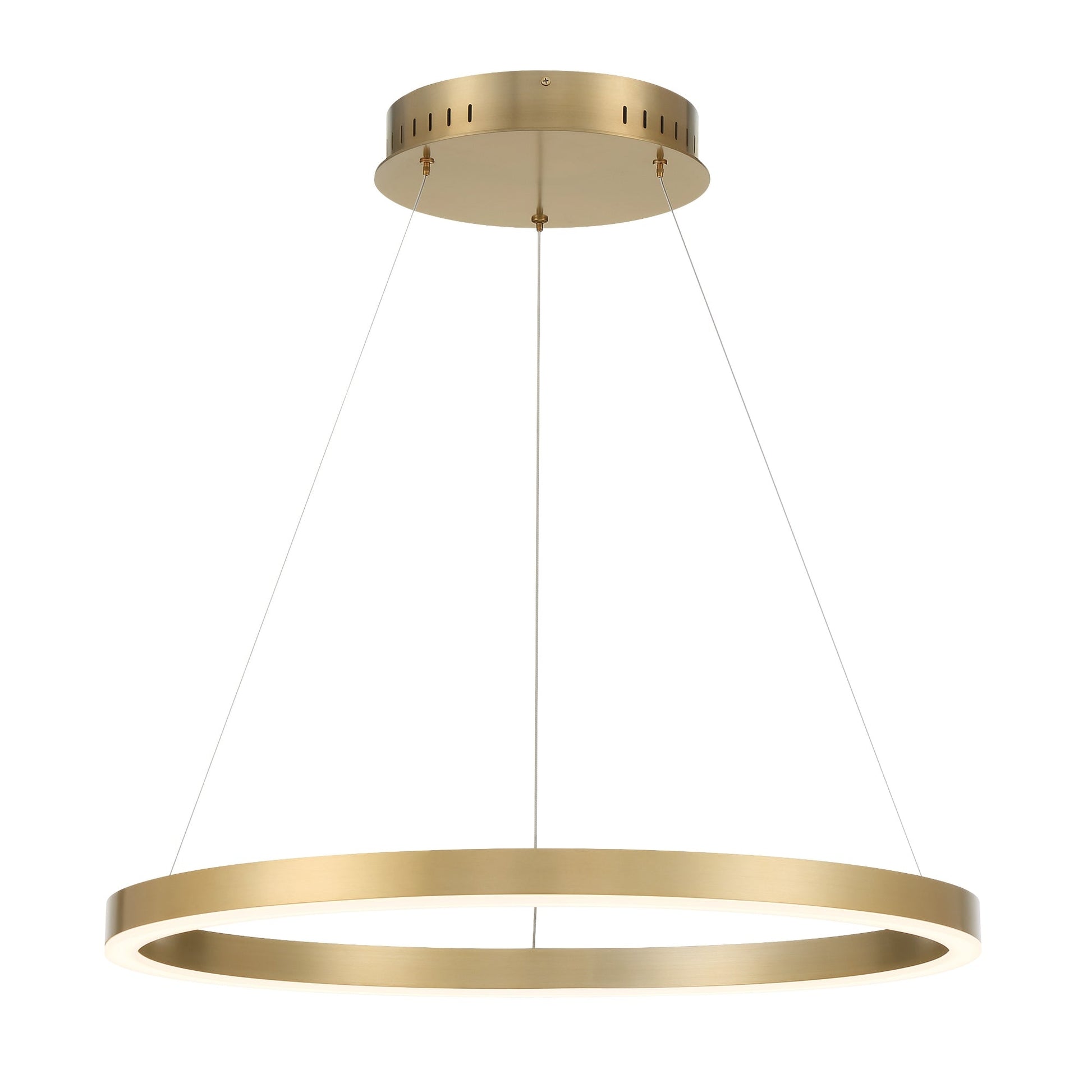 Eurofase Lighting Spunto 28" Round Dimmable LED Brushed Gold Metal Chandelier With Opal White Acrylic Shade