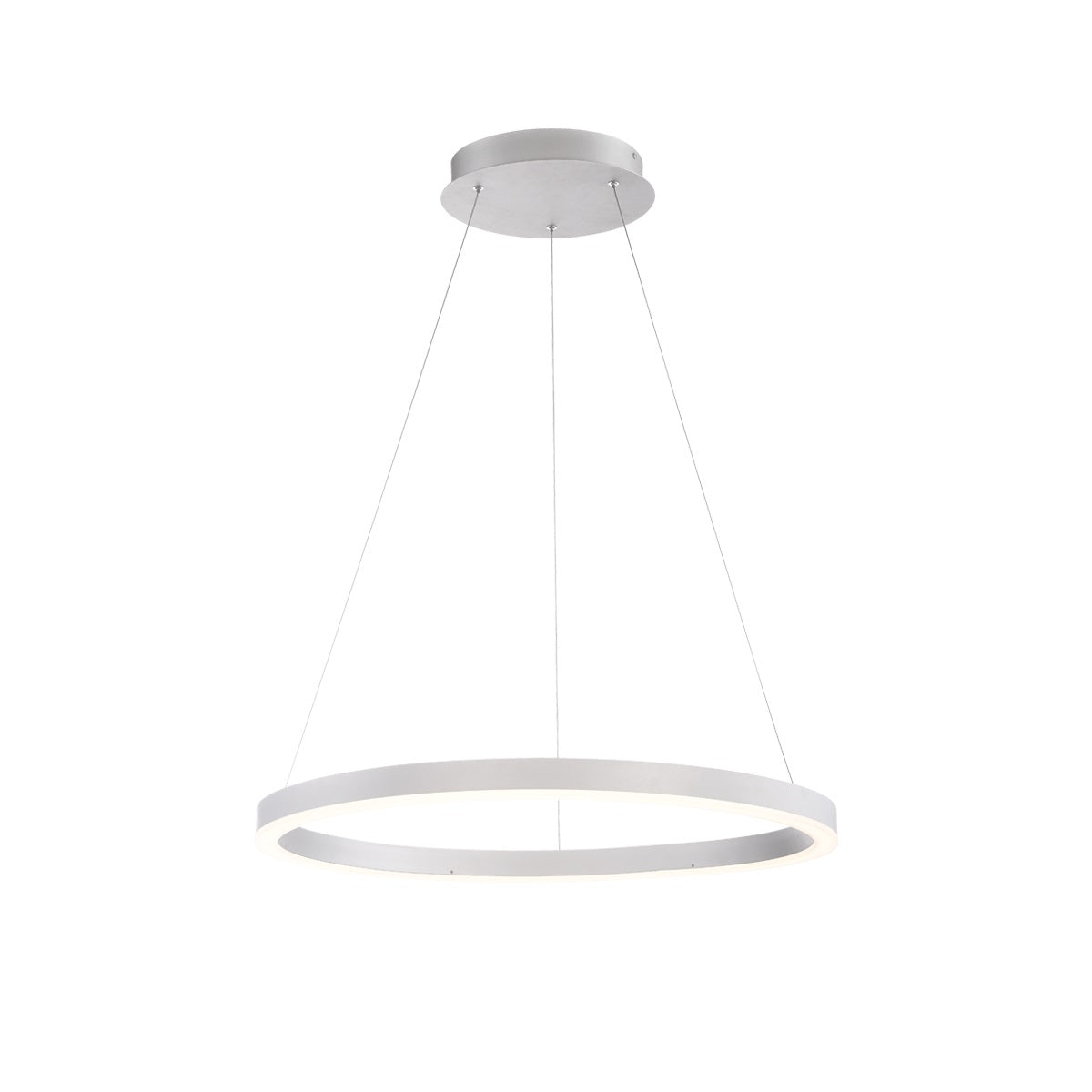 Eurofase Lighting Spunto 28" Round Dimmable LED Brushed Silver Metal Chandelier With Opal White Acrylic Shade