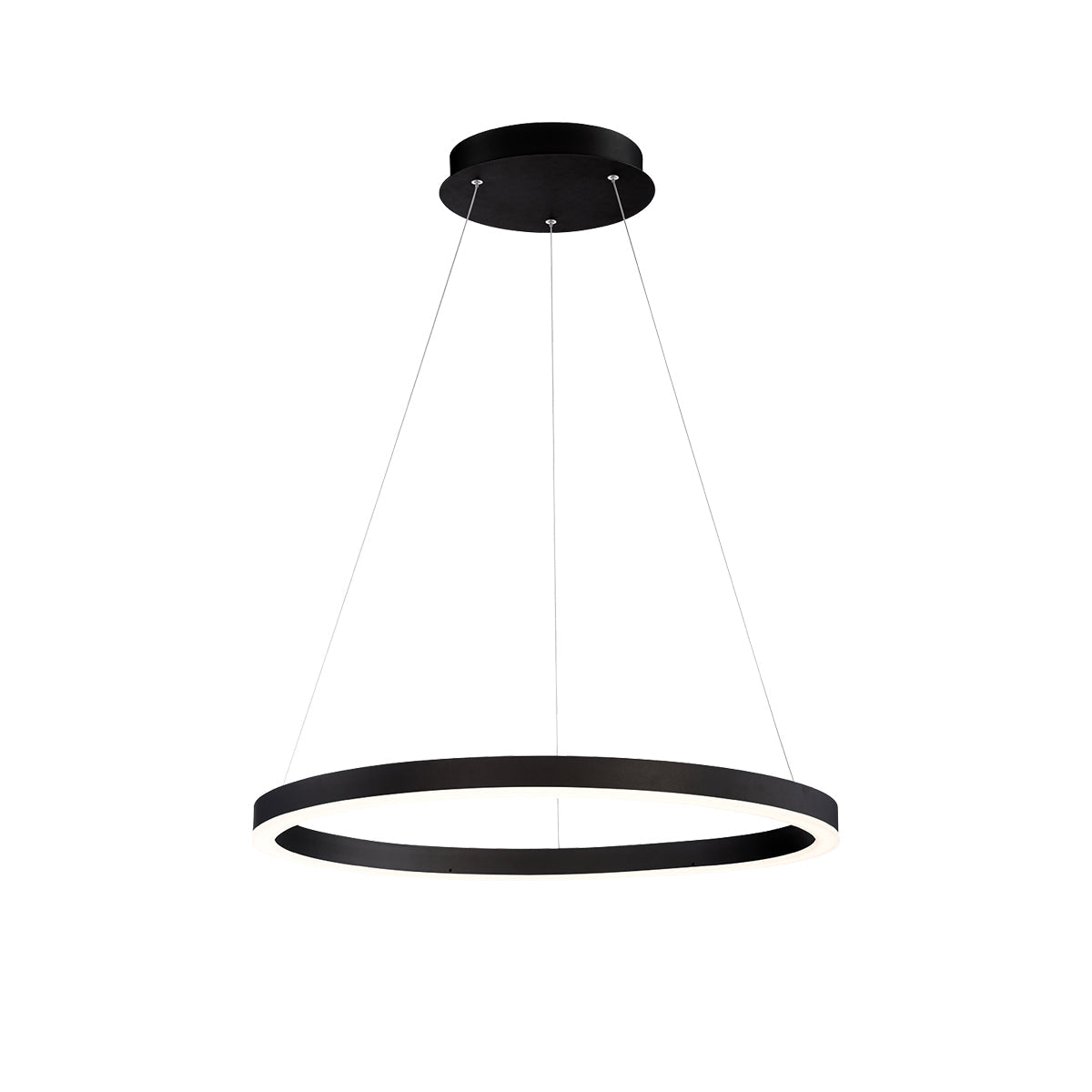 Eurofase Lighting Spunto 28" Round Dimmable LED Matte Black Metal Chandelier With Opal White Acrylic Shade