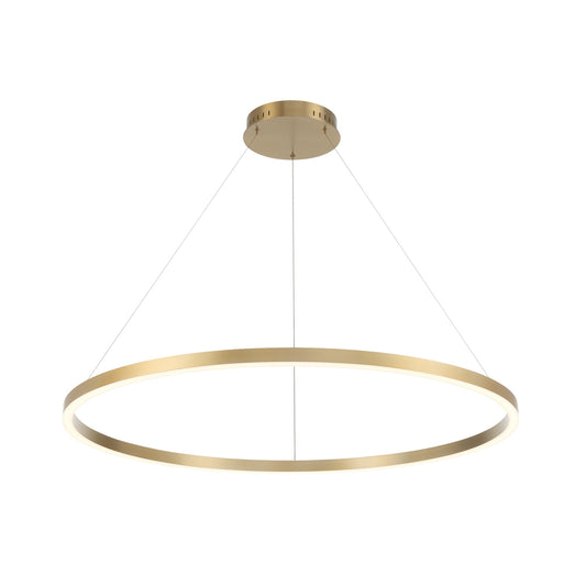 Eurofase Lighting Spunto 47" Round Dimmable LED Brushed Gold Metal Chandelier With Opal White Acrylic Shade