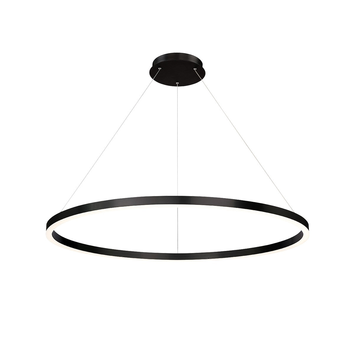 Eurofase Lighting Spunto 47" Round Dimmable LED Matte Black Metal Chandelier With Opal White Acrylic Shade