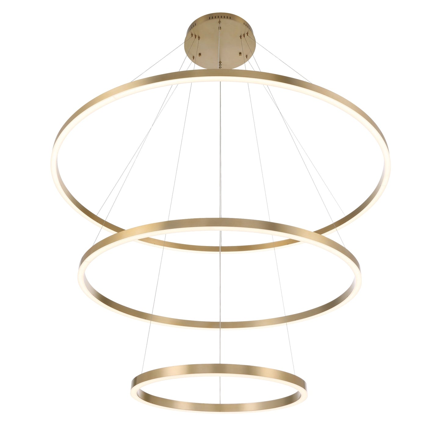 Eurofase Lighting Spunto 61" 3-Tier Dimmable Integrated LED Gold Chandelier With Opal White Shades