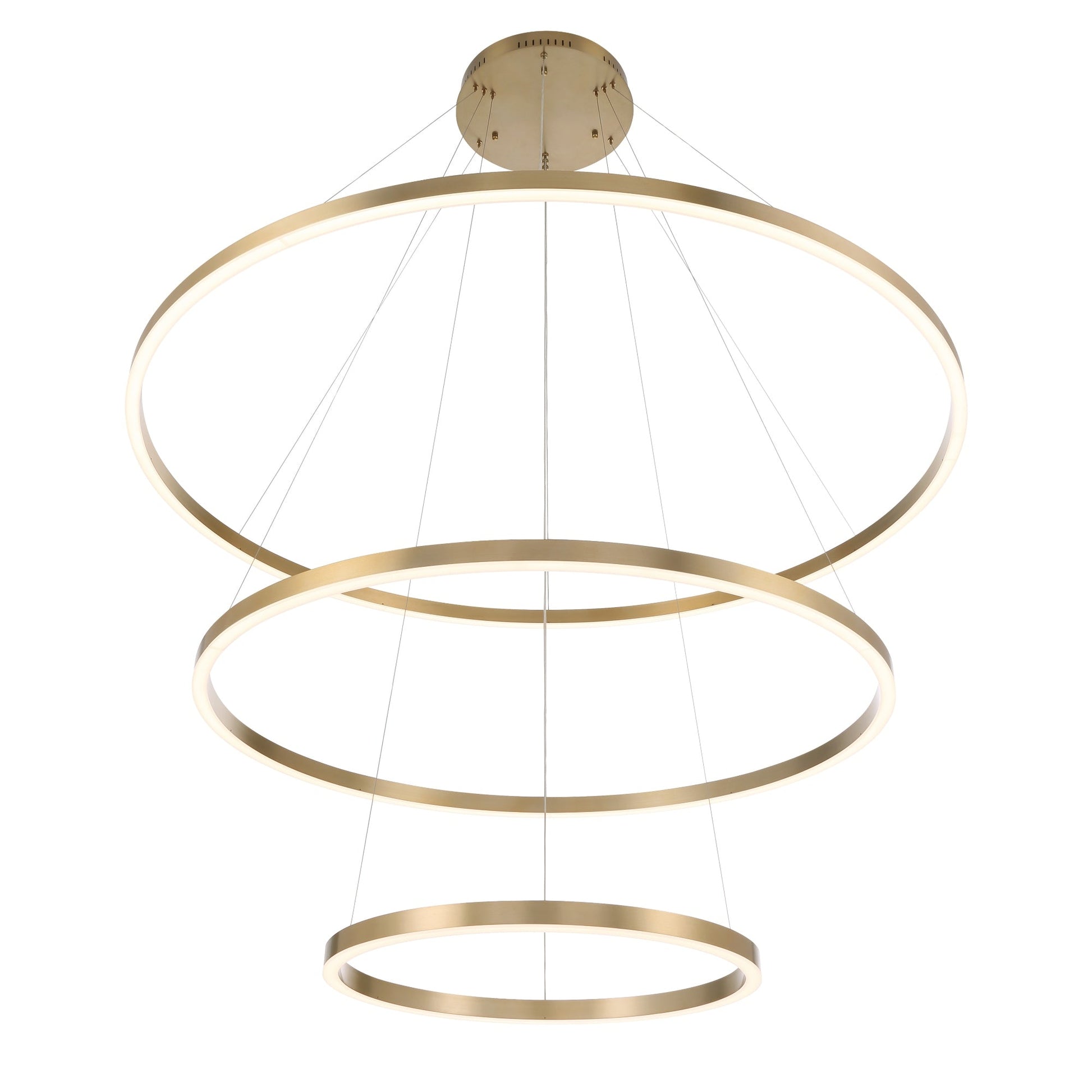 Eurofase Lighting Spunto 61" 3-Tier Dimmable Integrated LED Gold Chandelier With Opal White Shades