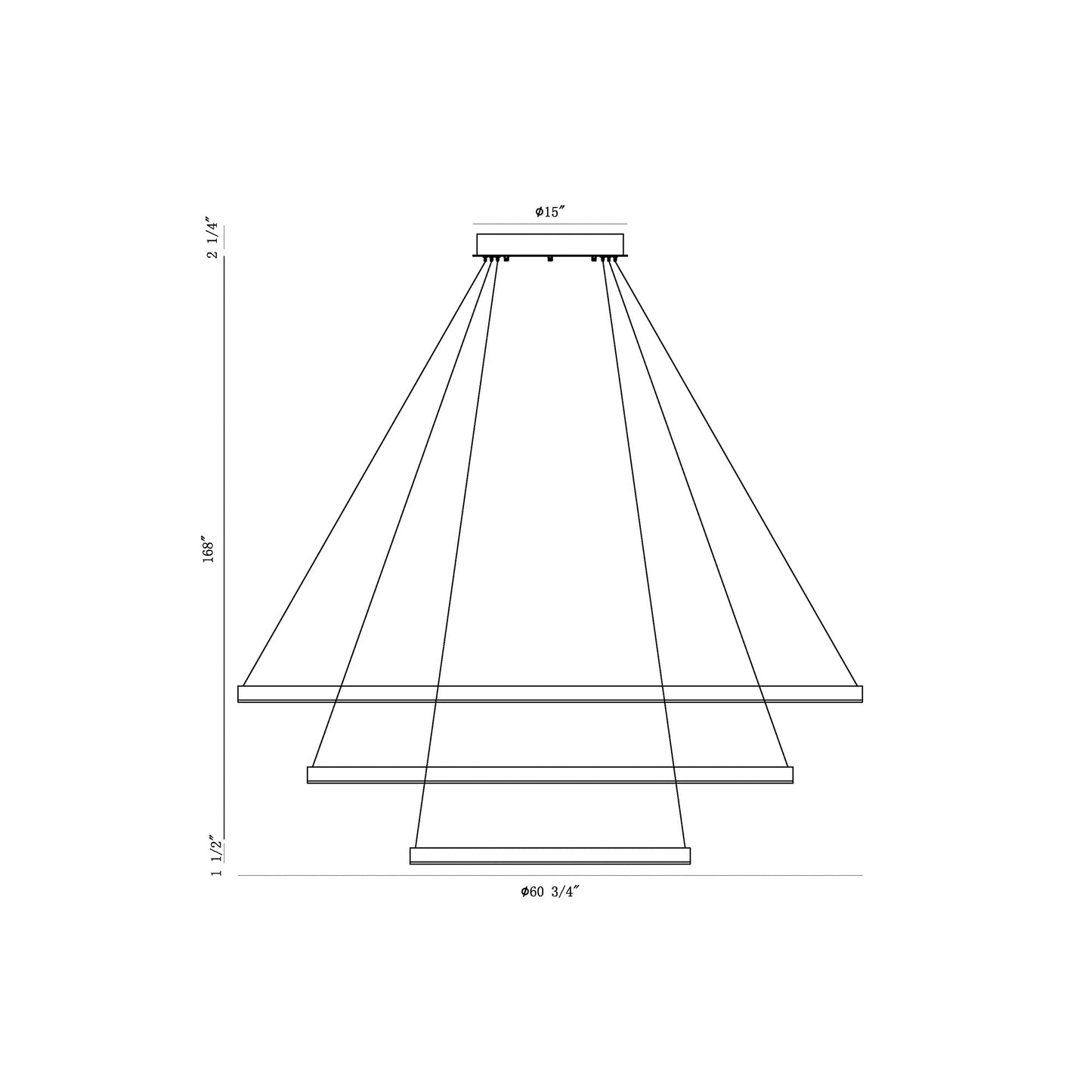 Eurofase Lighting Spunto 61" 3-Tier Dimmable Integrated LED Gold Chandelier With Opal White Shades