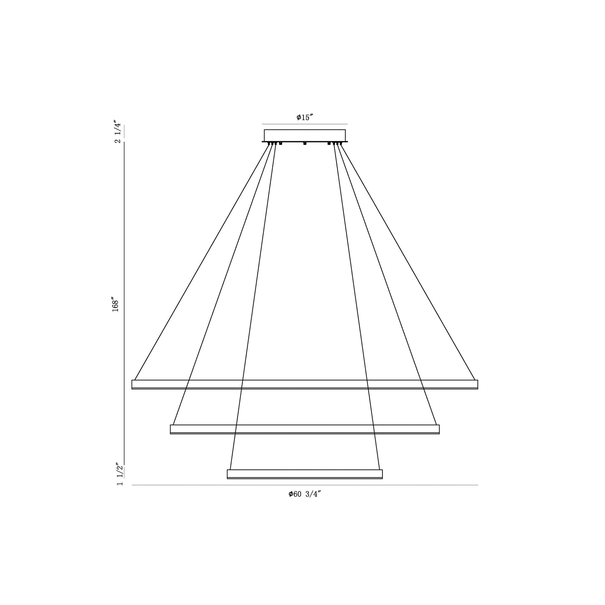 Eurofase Lighting Spunto 61" 3-Tier Dimmable Integrated LED Gold Chandelier With Opal White Shades