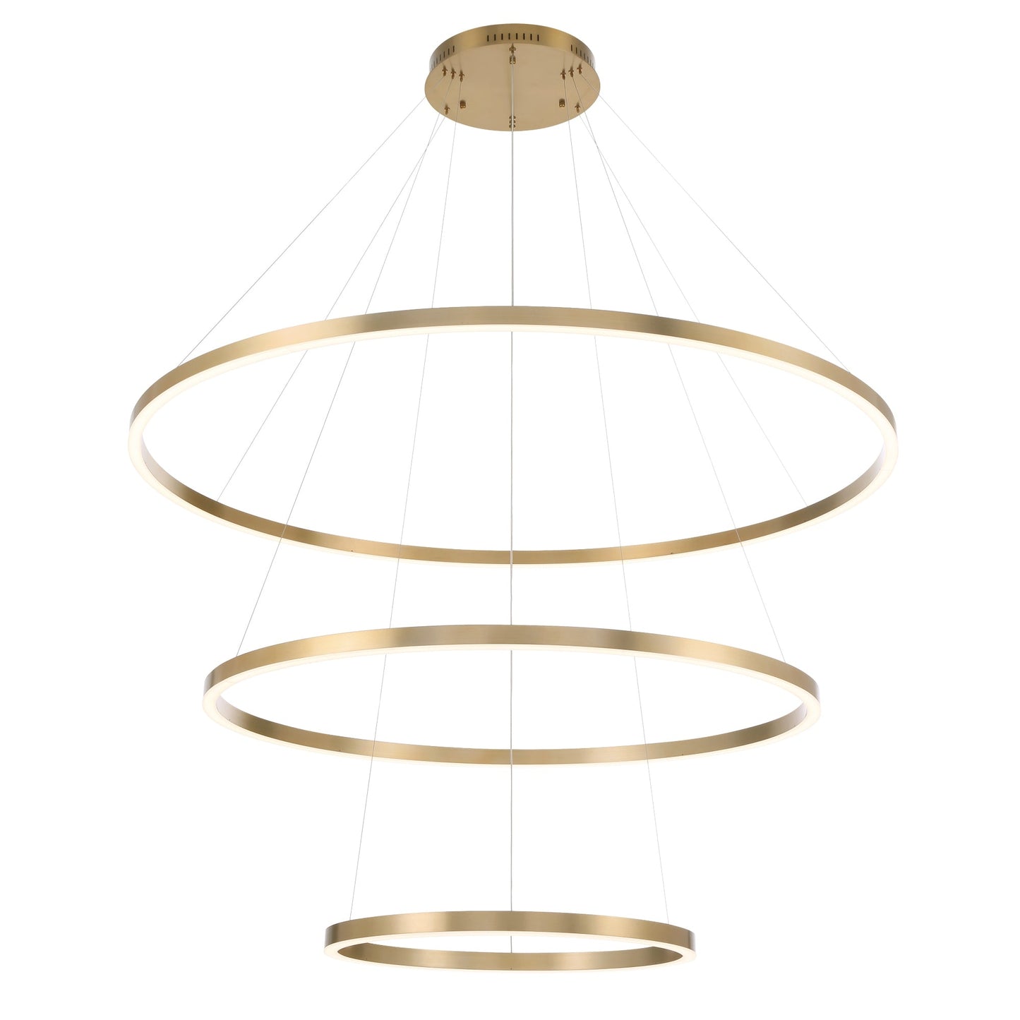 Eurofase Lighting Spunto 61" 3-Tier Dimmable Integrated LED Gold Chandelier With Opal White Shades