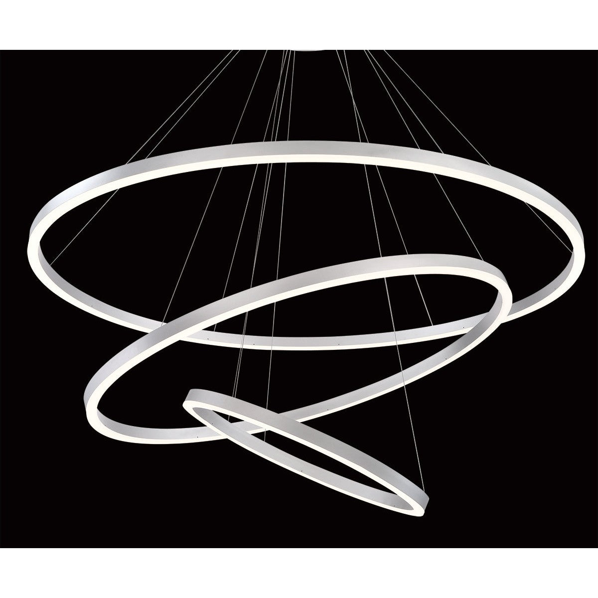 Eurofase Lighting Spunto 61" 3-Tier Round Dimmable LED Silver Metal Chandelier With Opal White Acrylic Shades