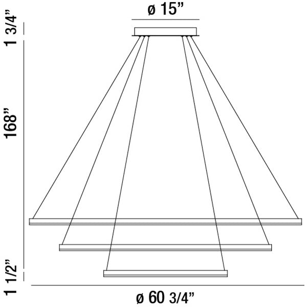 Eurofase Lighting Spunto 61" 3-Tier Round Dimmable LED Silver Metal Chandelier With Opal White Acrylic Shades