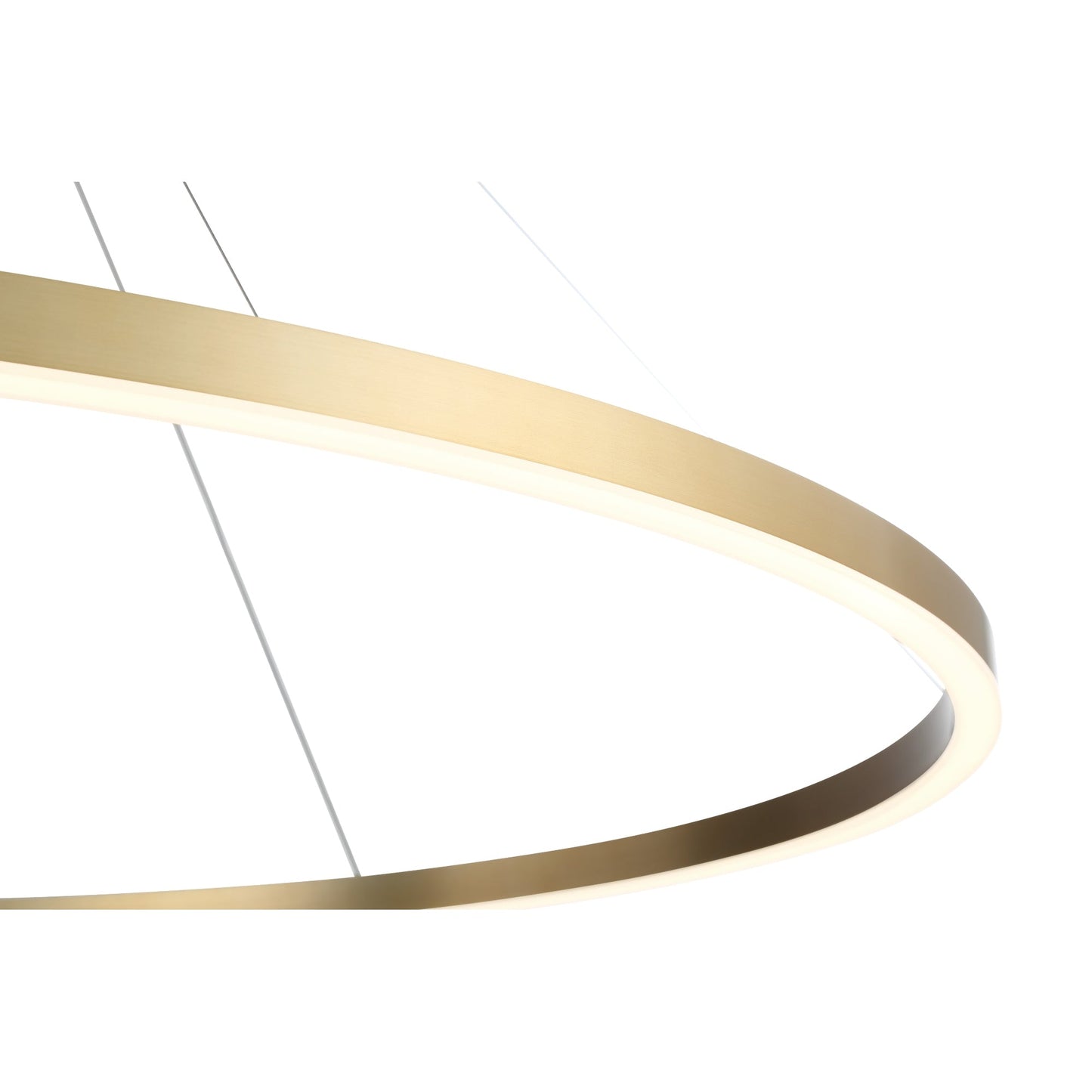 Eurofase Lighting Spunto 61" Round Dimmable LED Brushed Gold Metal Chandelier With Opal White Acrylic Shade