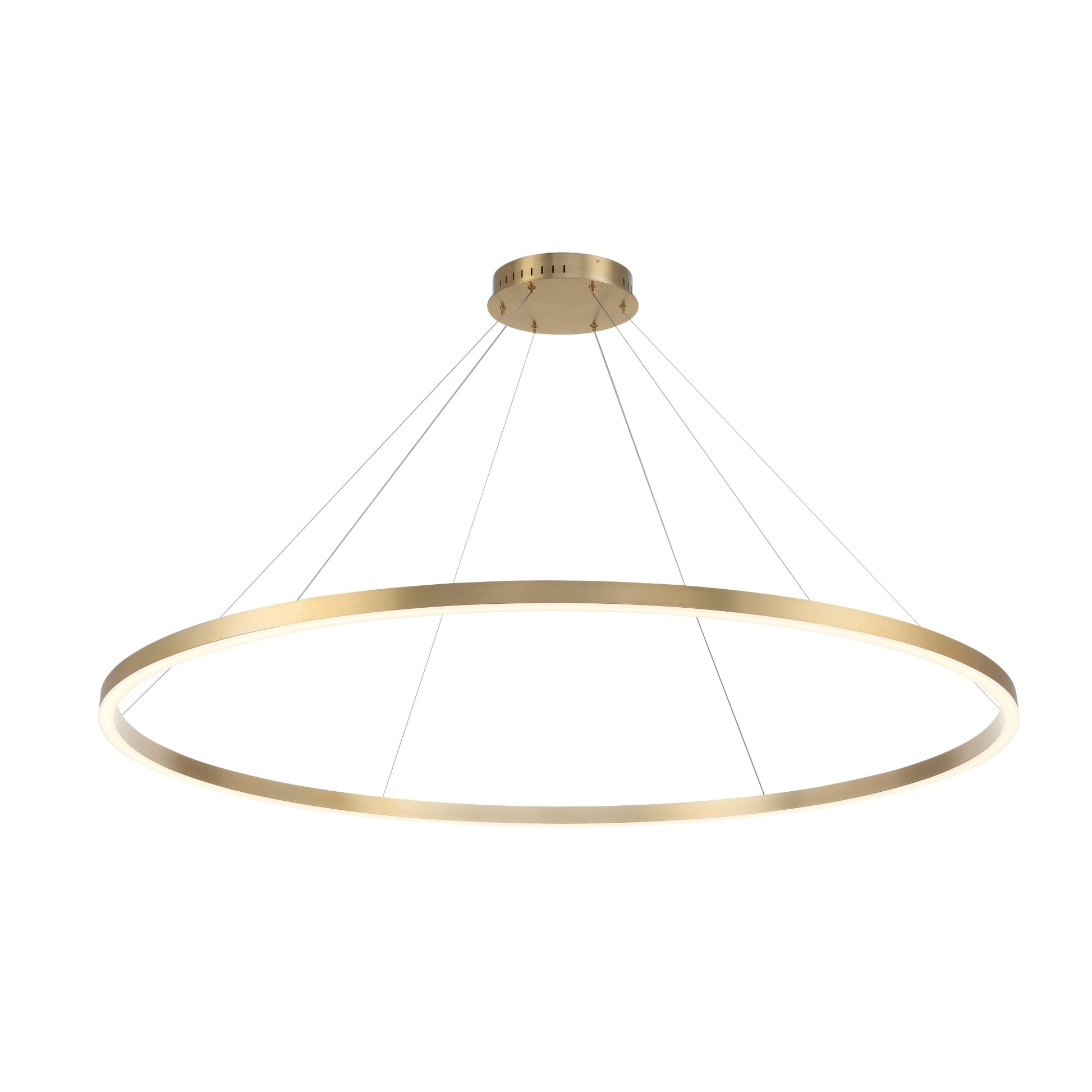 Eurofase Lighting Spunto 61" Round Dimmable LED Brushed Gold Metal Chandelier With Opal White Acrylic Shade