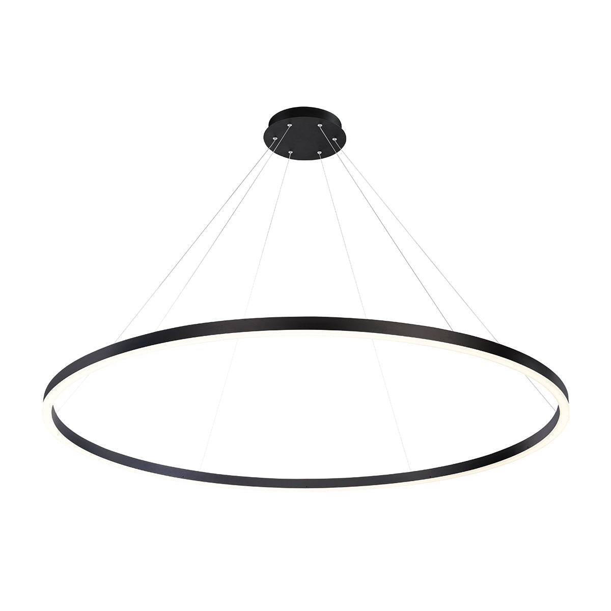 Eurofase Lighting Spunto 61" Round Dimmable LED Matte Black Metal Chandelier With Opal White Acrylic Shades