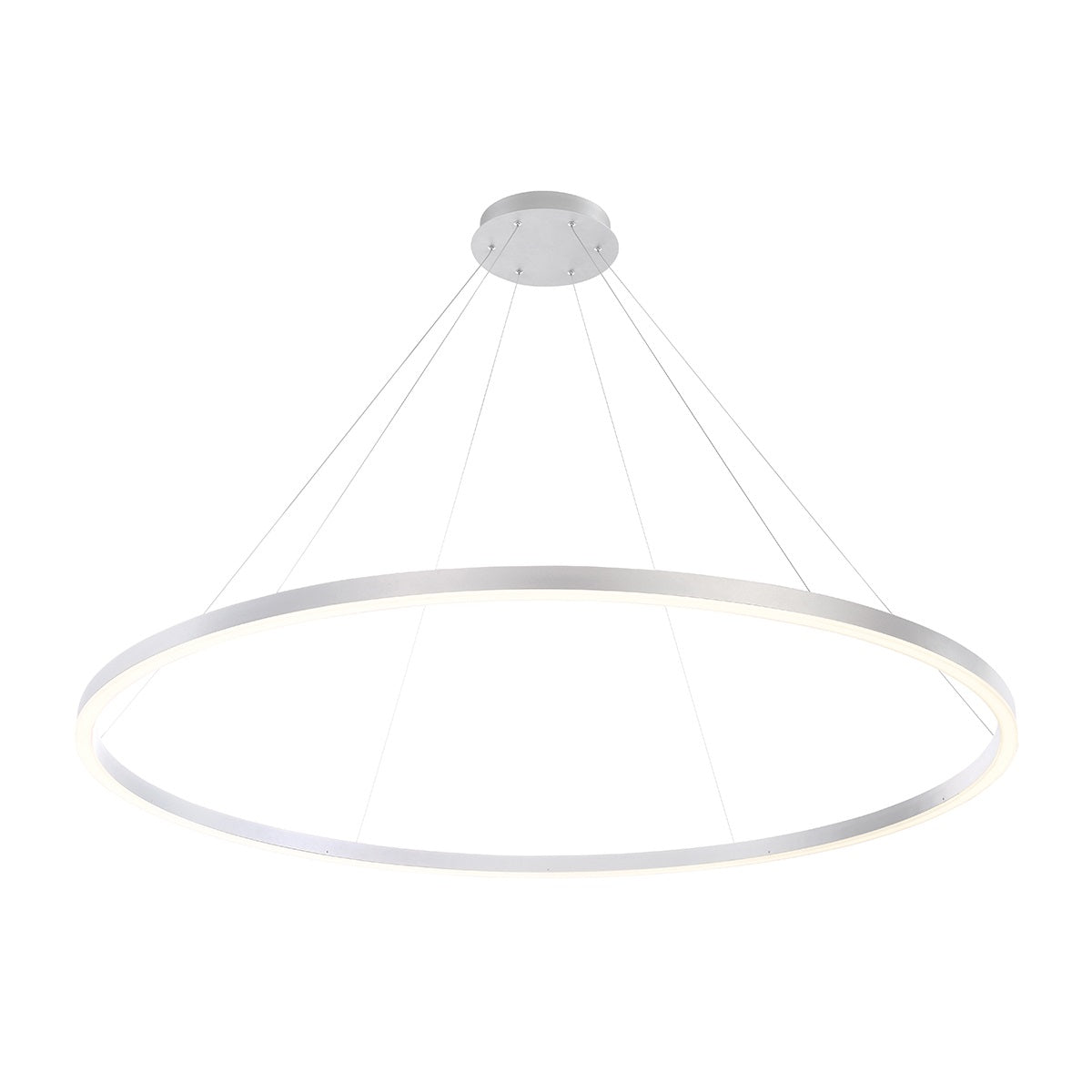 Eurofase Lighting Spunto 61" Round Dimmable LED Silver Metal Chandelier With Opal White Acrylic Shades