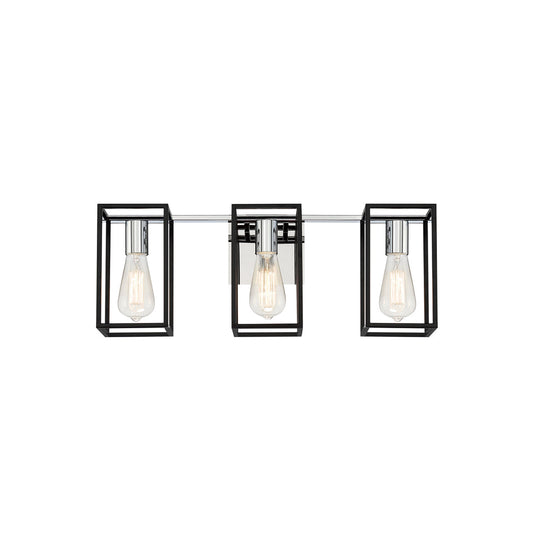 Eurofase Lighting Stafford 23" 3-Light Dimmable Incandescent Black/ Chrome Bath Bar Vanity Light