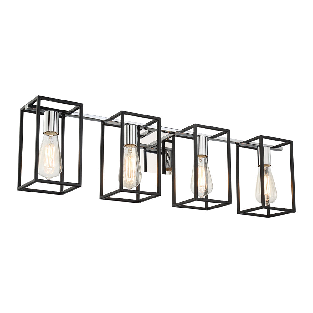 Eurofase Lighting Stafford 32" 4-Light Dimmable Incandescent Black/ Chrome Bath Bar Vanity Light